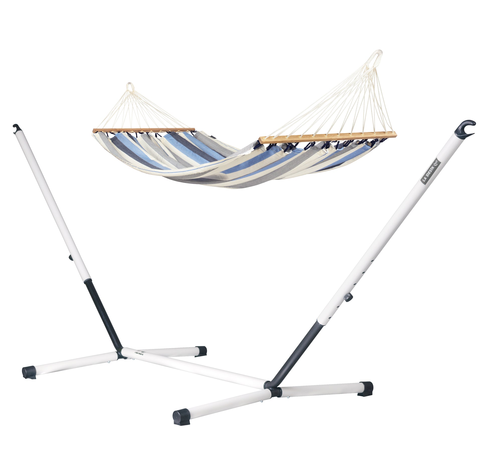 Nautico Outdoor Spreader Bar Sea Salt - Doppel-Stabhängematte Outdoor mit Gestell aus pulverbeschichtetem Stahl